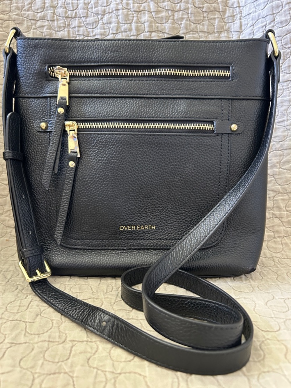 Over Earth Pebbled Leather Crossbody Bag